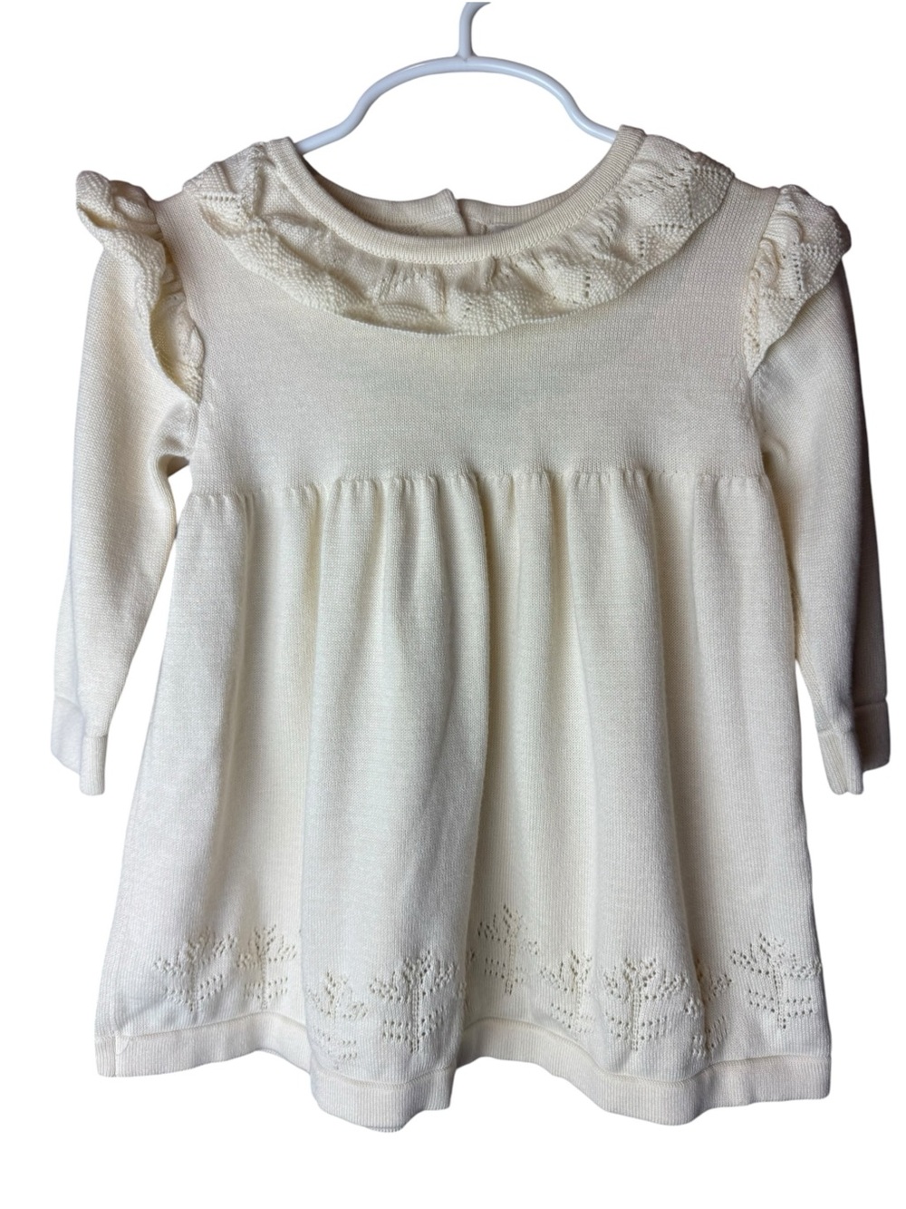 Viverano Organics Knit Cream Pointelle SweaterDress 12-18M